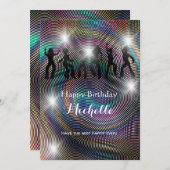 ディスコ熱狂するサイケデリックバースデーグリーカード シーズンカード (正面/裏面)