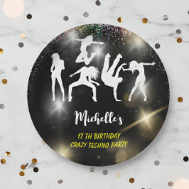 ディスコ熱狂するテクノサイケデリック誕生日 ペーパープレート
