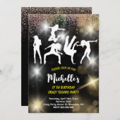 ディスコ熱狂するテクノサイケデリック誕生日 招待状 (正面/裏面)