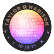 ディスコ結婚ボール名の日付オレンジ・ブルー・マゼンタ