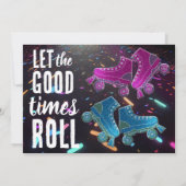 ディスコ結婚ローラースケートグリッター 招待状 (裏面)