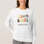 ディスコ花嫁ネームカスタムバチェロレッテ Tシャツ<br><div class="desc">バチェロレッテディスコ花嫁マッチングティーと帽子あなたのパーティー。誓いの前カスタマイズに女の子と一緒におもしろいの週末を簡単に取ることができる</div>