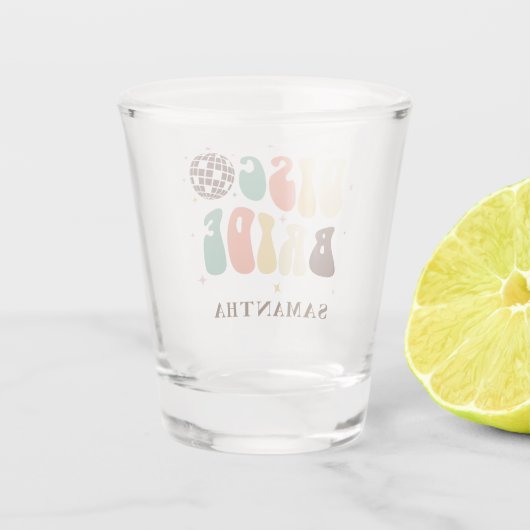 ディスコ花嫁名前カスタムバチェロレッテパーティー ショットグラス (裏面)