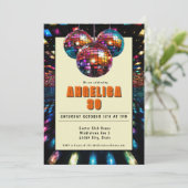 ディスコ誕生日オレンジブラック 招待状 (スタンド正面)