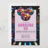 ディスコ誕生日ピンクブラック 招待状 (正面)