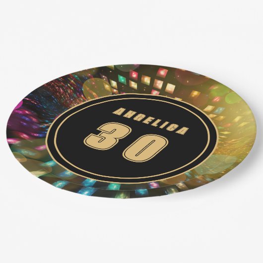 ディスコ誕生日 ペーパープレート (アングル)