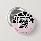ディスコ買女性のカーボーイザ花嫁AドリンクQRコードピンク 缶バッジ (正面&裏面)