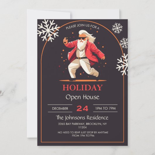 ディスコ踊りサンタクロース漫画 招待状 (正面)