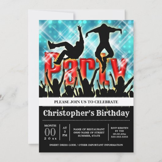 ディスコ踊りパーティーナイトクラブ 招待状 (正面)
