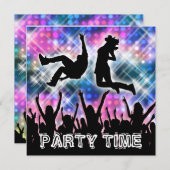 ディスコ踊り80のテーマパーティーはドレスアップ 招待状 (正面/裏面)