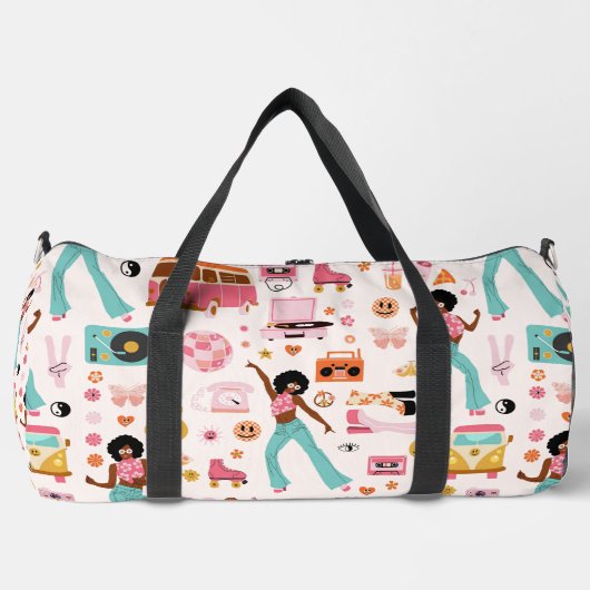 ディスコ1970年代アフリカの女の子エイリアン ダッフルバッグ (正面)