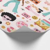 ディスコ1970年代アフリカの女の子エイリアン ラッピングペーパー (角)