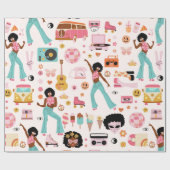 ディスコ1970年代アフリカの女の子エイリアン ラッピングペーパー (フラット)