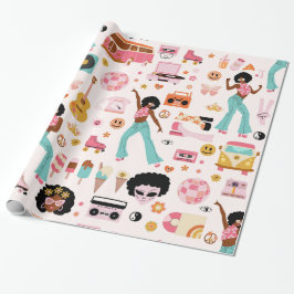 ディスコ1970年代アフリカの女の子エイリアン ラッピングペーパー