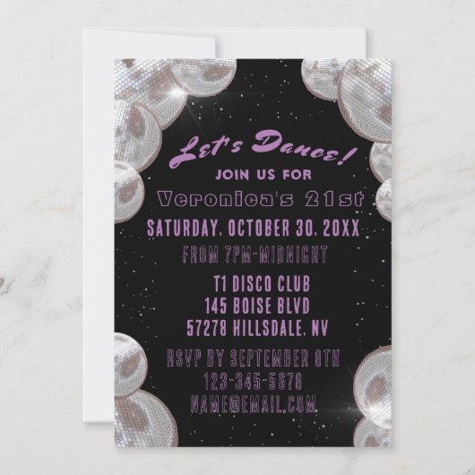 ディスコ21歳の誕生日招待状 招待状 (正面)