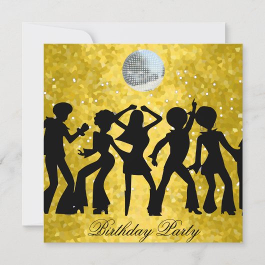 ディスコ70の誕生日パーティーへの招待 招待状 (正面)