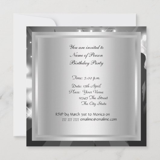 ディスコ70の誕生日パーティーへの招待 招待状 (裏面)