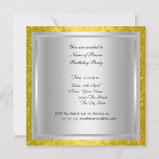 ディスコ70の誕生日パーティーレトロ2 招待状 (裏面)