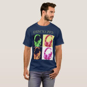 ディスコ70ズブルーアートポップ・アートのエンターテイメントレトロ Tシャツ (正面フル)