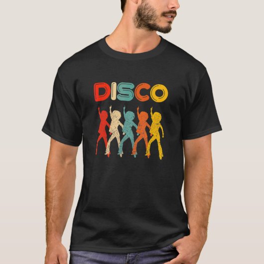 ディスコ70sディスコをテーマにしたヴィンテージレトロ踊り tシャツ (正面)