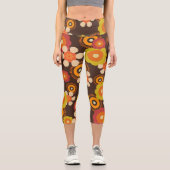 ディスコ70s60sレトロ花ポップ・アートの文化 カプリレギンス (正面)