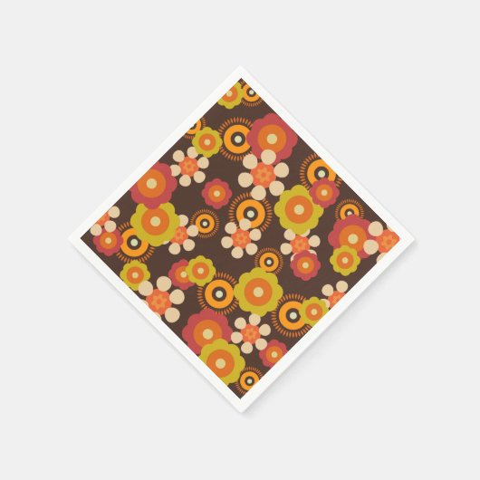 ディスコ70s60sレトロ花ポップ・アートの文化 スタンダードカクテルナプキン (角)