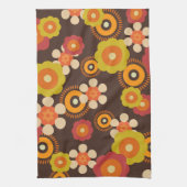 ディスコ70s 60sレトロフラワーポップ・アートの文化 キッチンタオル (縦)