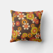 ディスコ70s 60sレトロフラワーポップ・アートの文化 クッション (裏面)