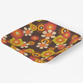 ディスコ70s 60sレトロフラワーポップ・アートの文化 ペーパープレート (傾斜あり)