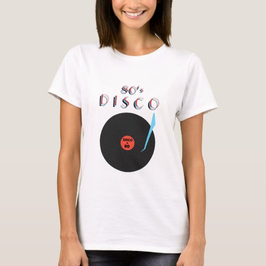 ディスコ80's -レトロパーティー – 白 tシャツ (正面)