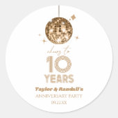 ディスコ チェアーズ 10周年 結婚記念日 パーティー ラウンドシール (正面)