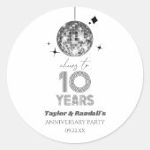 ディスコ チェアーズ 10周年 結婚記念日 パーティー ラウンドシール (正面)