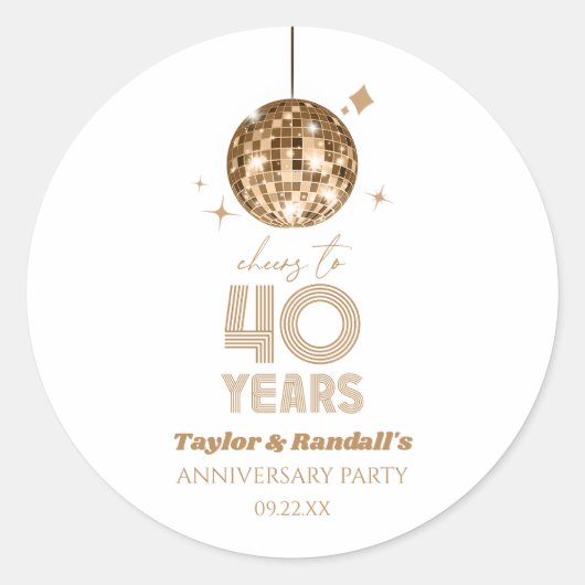 ディスコ チェアーズ 40周年 結婚記念日 パーティー ラウンドシール (正面)