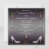 ディスコ・ディーバ・ケーキ、シルバー・ヒールズの卒業パーティ 招待状 (裏面)