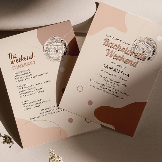 ディスコ・バチェロレッテ・ウィークエンド・パーティー・プラン付き 招待状