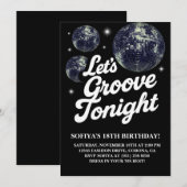ディスコ・バースデー・パーティーの招待状、70年代のグルービー 招待状 (正面/裏面)