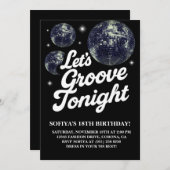 ディスコ・バースデー・パーティーの招待状、70年代のグルーヴィー 招待状 (正面/裏面)