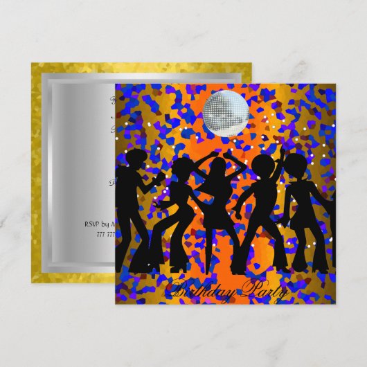 ディスコ バースデー パーティー 招待状 (正面/裏面)