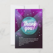 ディスコ・ブローアウトパープルとピンクの誕生日パーティー サンキューカード (正面)