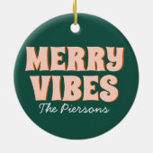 ディスコ・ボールファンキー・クリスマス平和と愛 セラミックオーナメント (裏面)