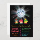 ディスコ·ボール·グロー·アンド·踊り·バーズデー·パーティー 招待状 (正面/裏面)