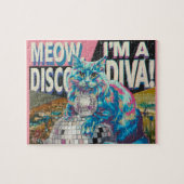 ディスコ・ボール・ディスコ・ディヴァの上の猫 ジグソーパズル (横)