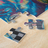 ディスコ・ボール・ディスコ・ディヴァの上の猫 ジグソーパズル (側面)