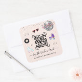 ディスコ ローラー スケーティング 花嫁に飲み物を買ってあげて QRコード スクエアシール (封筒)