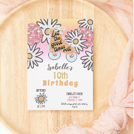 ディスコ ローラー スケート女子の誕生日パーティー 招待状