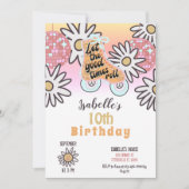 ディスコ ローラー スケート女子の誕生日パーティー 招待状 (正面)