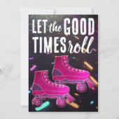 ディスコ ローラー スケート 誕生日 グリッター ローラー スケート 招待状 (裏面)