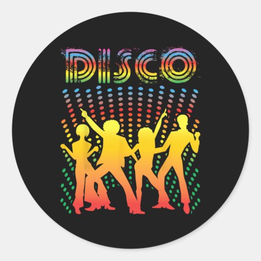 ディスコ – ヴィンテージスタイル踊りレトロディスコシャツ ラウンドシール (正面)