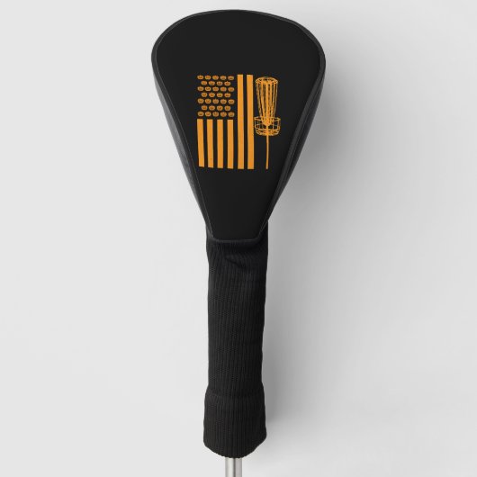 ディスゴルフプレーヤー用ディスクゴルフハロウィーンUSAフラグ ゴルフヘッドカバー (正面)