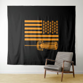 ディスゴルフプレーヤー用ディスクゴルフハロウィーンUSAフラグ タペストリー (インサイチュ(横))